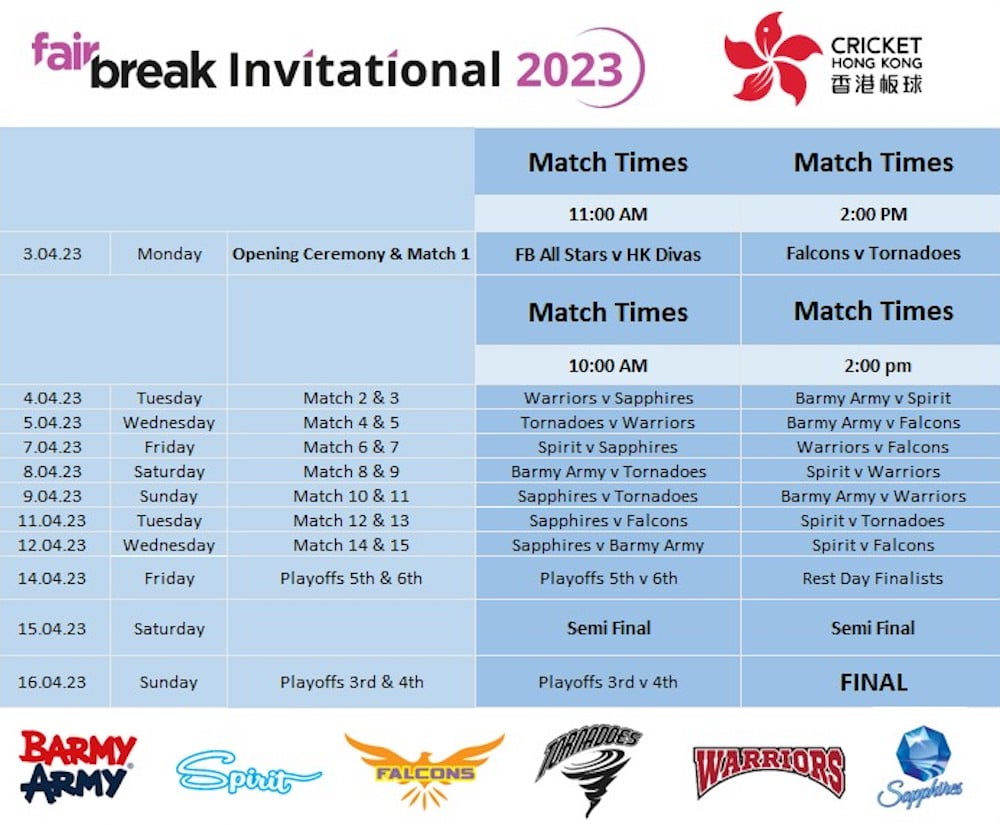 fairbreak 2023 fixtures