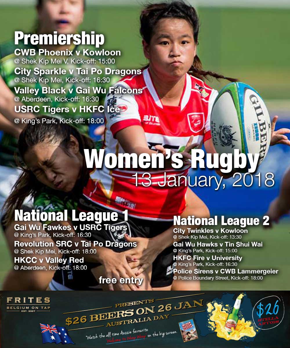 Women’s Rugby Fixtures – 13 January, 2018