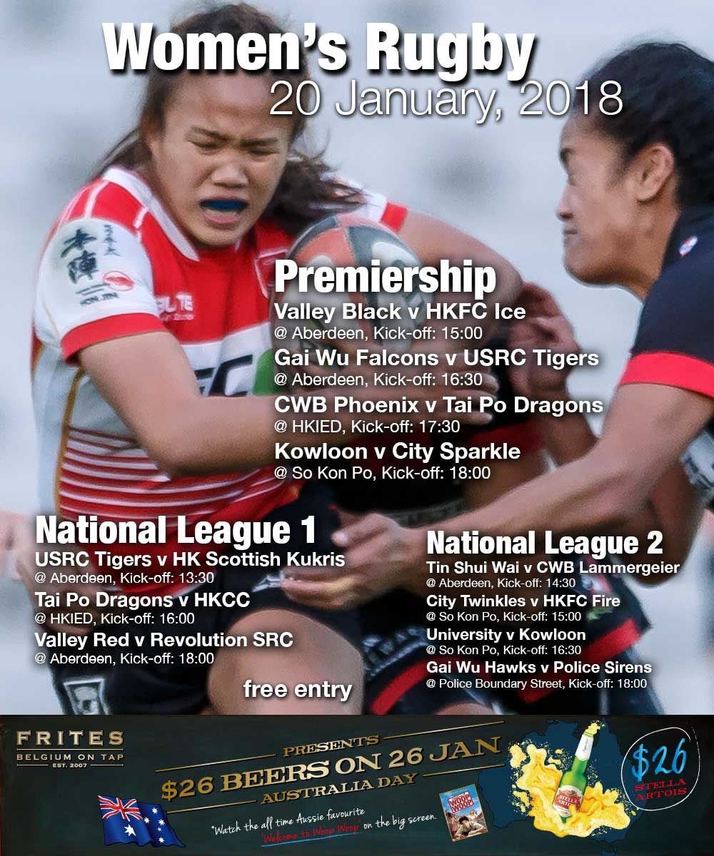 Women’s Rugby Fixtures – 20 January, 2018