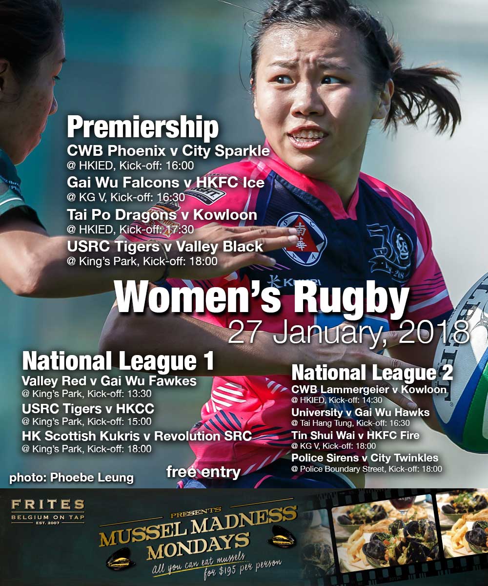 Women’s Rugby Fixtures – 27 January, 2018