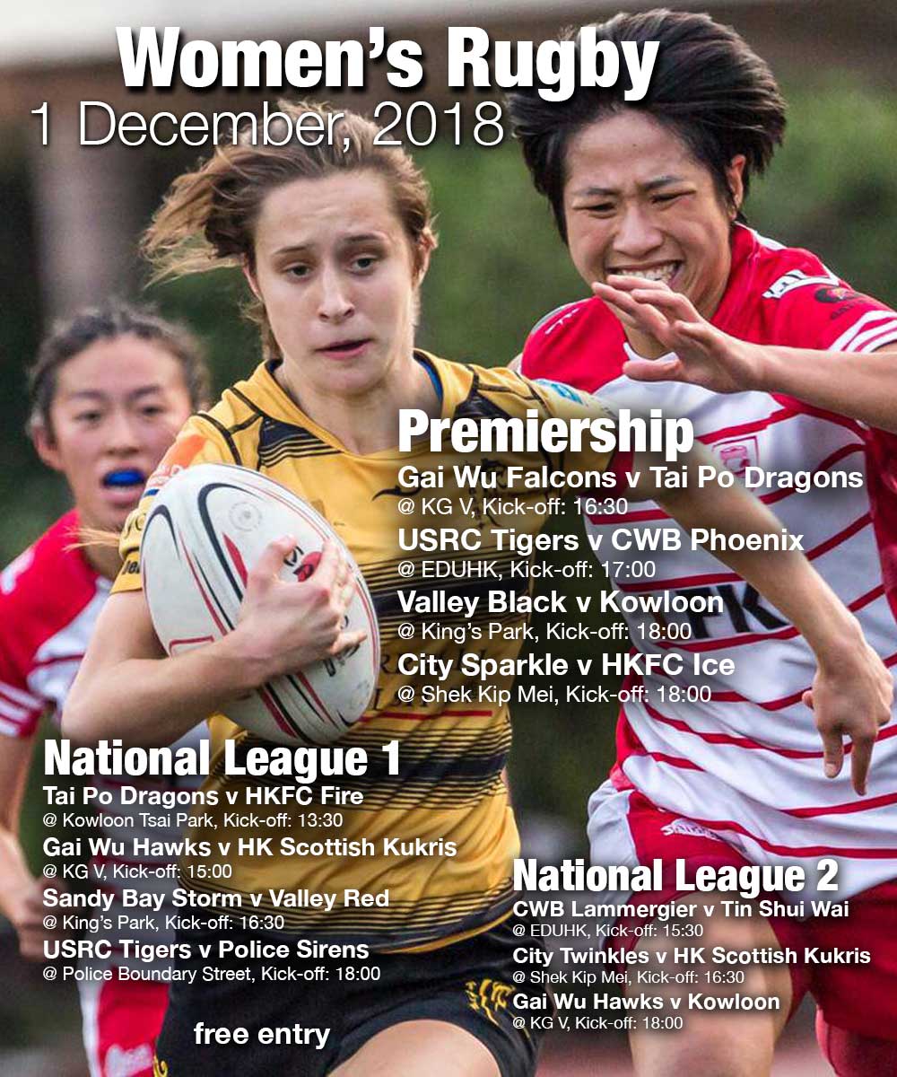 Women’s Rugby Fixtures – 1 December, 2018