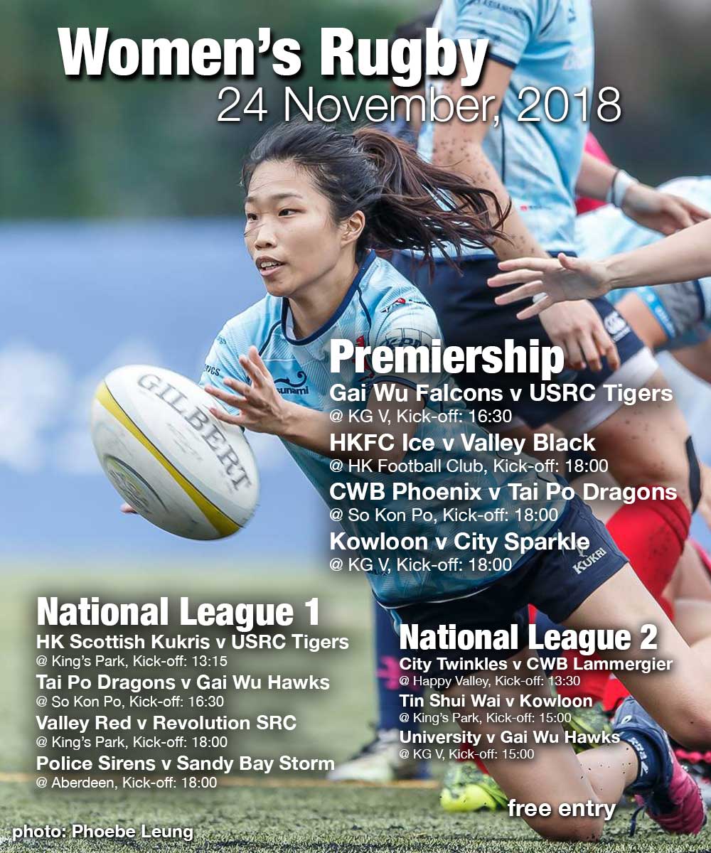 Women’s Rugby Fixtures – 24 November, 2018