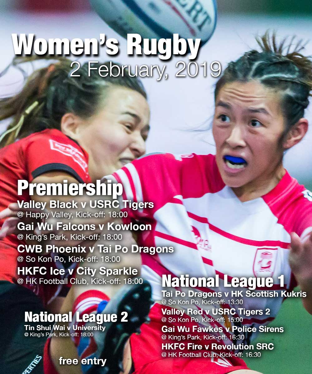 Women’s Rugby Fixtures – 2 February, 2019