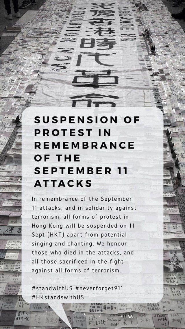 Protestors Suspend All Forms of Protest in Remembrance of 911 Terror Attacks