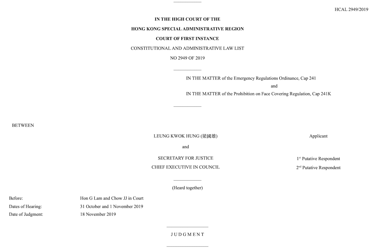 ‘Mask Law’ Found Unconstitutional by High Court