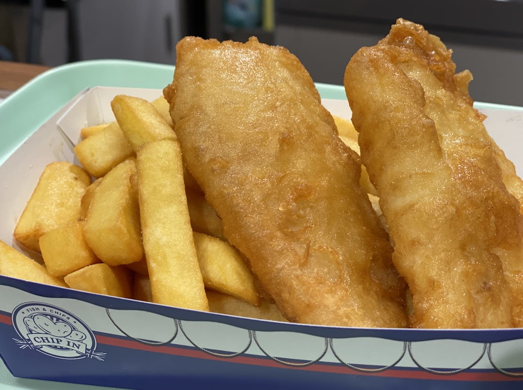 Vegetarian Fish and Chips at Chip In